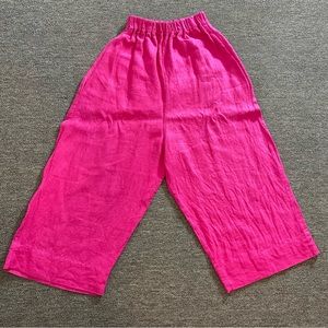 Nettle Studios Easy Pants in hot pink linen, size small